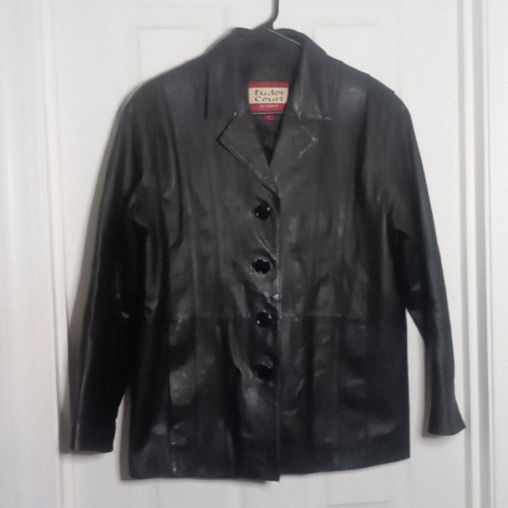 leather jacket Haband Tudor Court Black Women's Size Medium